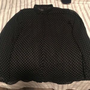 Black Polka Dot Button Up Blouse